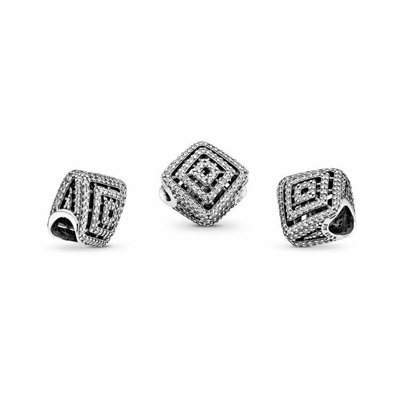 Pandora Geometric Lines Charm - Sterling Silver/Cubic Zirconia - Canada | MW7272SO